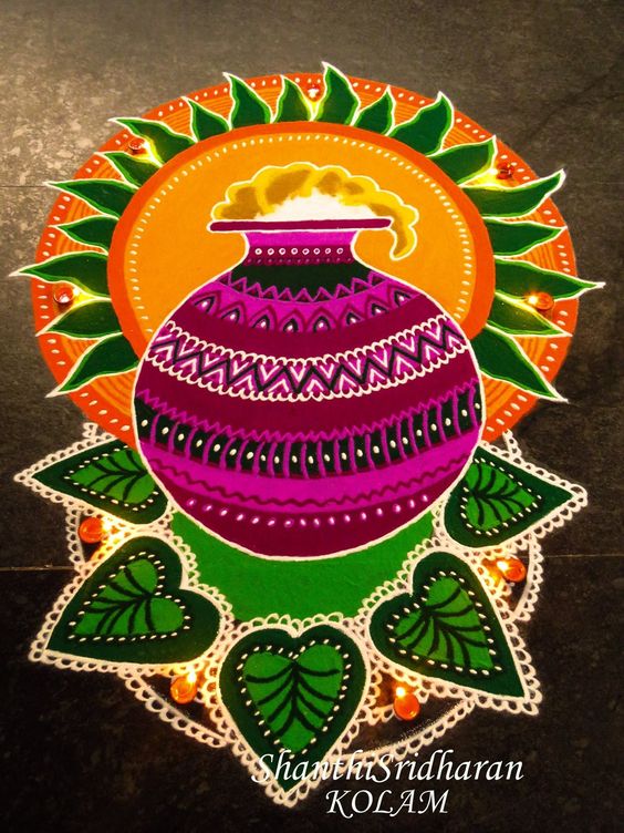16 pongal rangoli design by shanthi sridharan