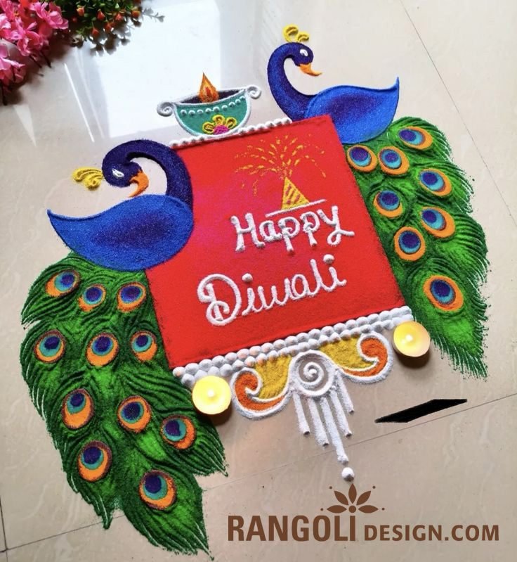 diwali peacock rangoli design idea ai 11