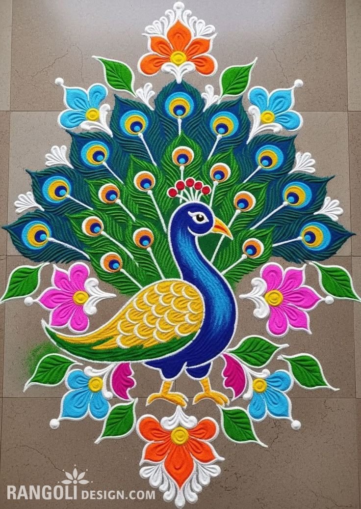 peacock rangoli design idea ai 15
