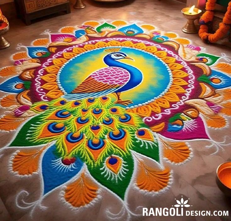 peacock rangoli design idea ai for competition 18