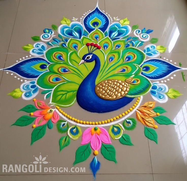 peacock rangoli design idea ai for competition 19