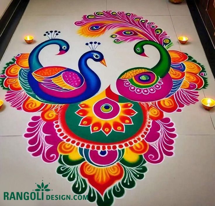 beautiful peacock rangoli design idea ai diwali 2