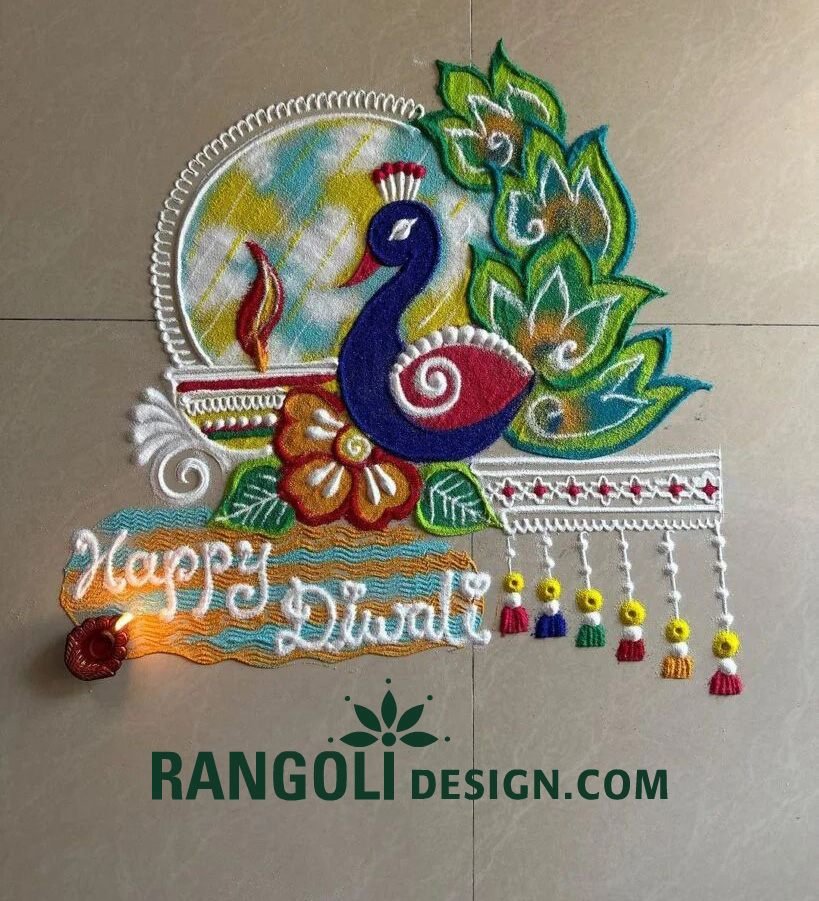 simple peacock rangoli design idea ai 23