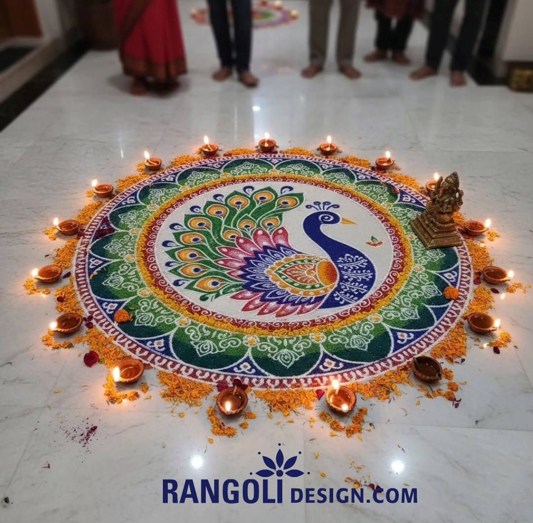best peacock rangoli design idea ai competition 9