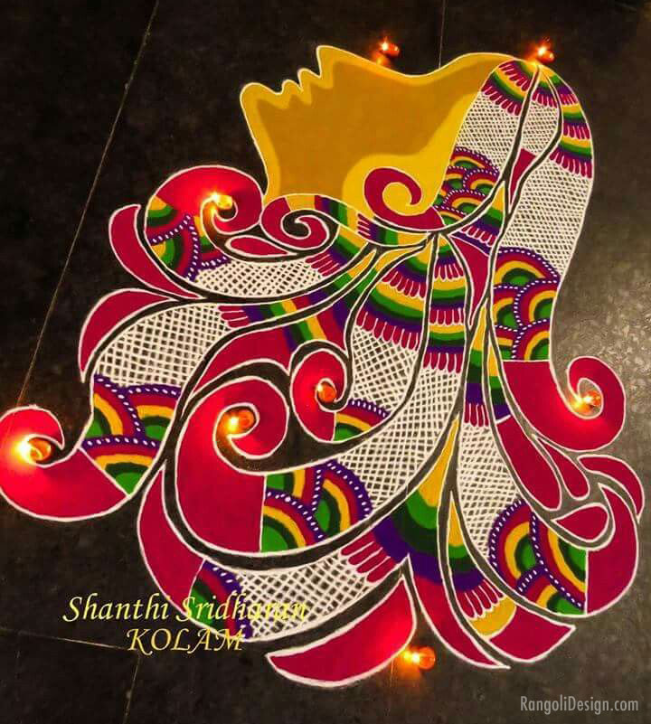 rangoli design freehand woman shanthi sridharan