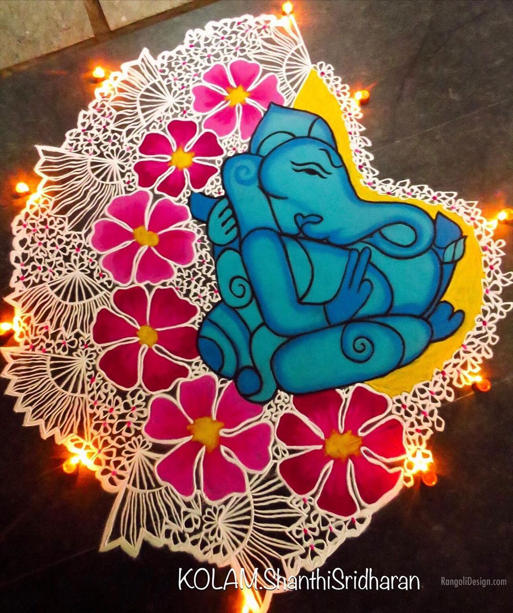 rangoli design ganesha shanti sridharan