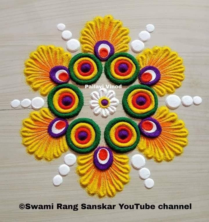 3 rangoli design colorful flower pallavi vinod