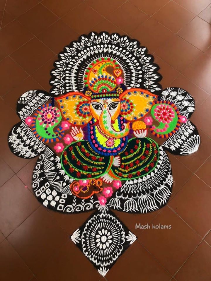 rangoli design ganesh god masheswari mash