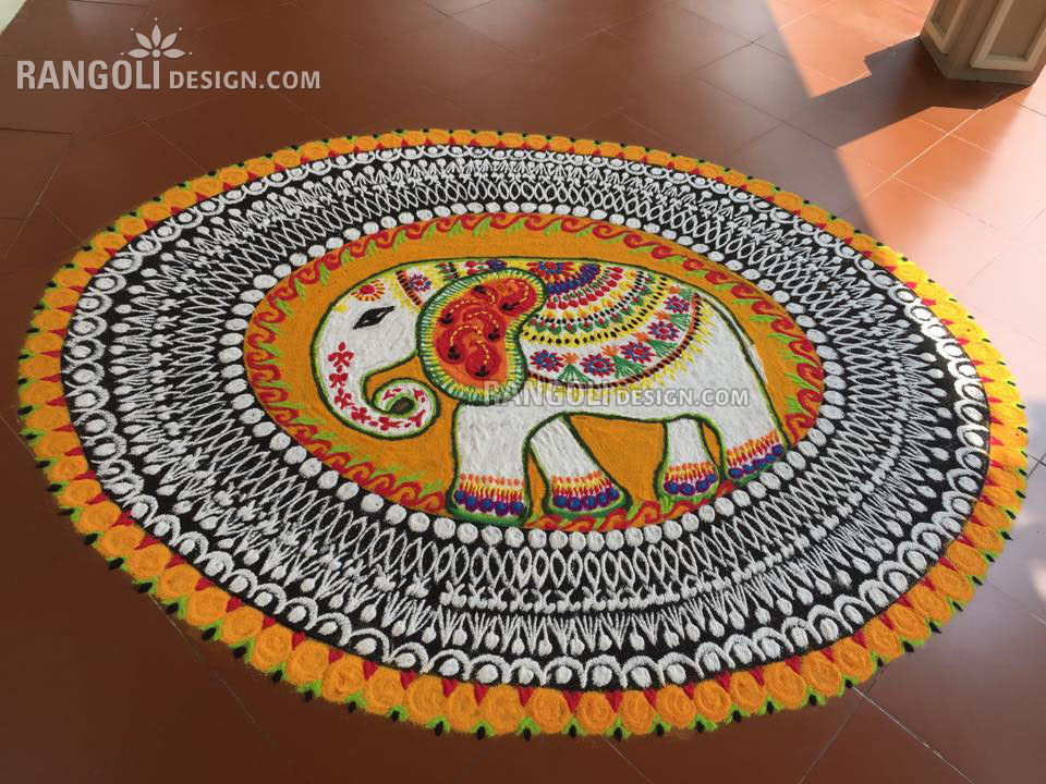 rangoli design elephant by mash 5