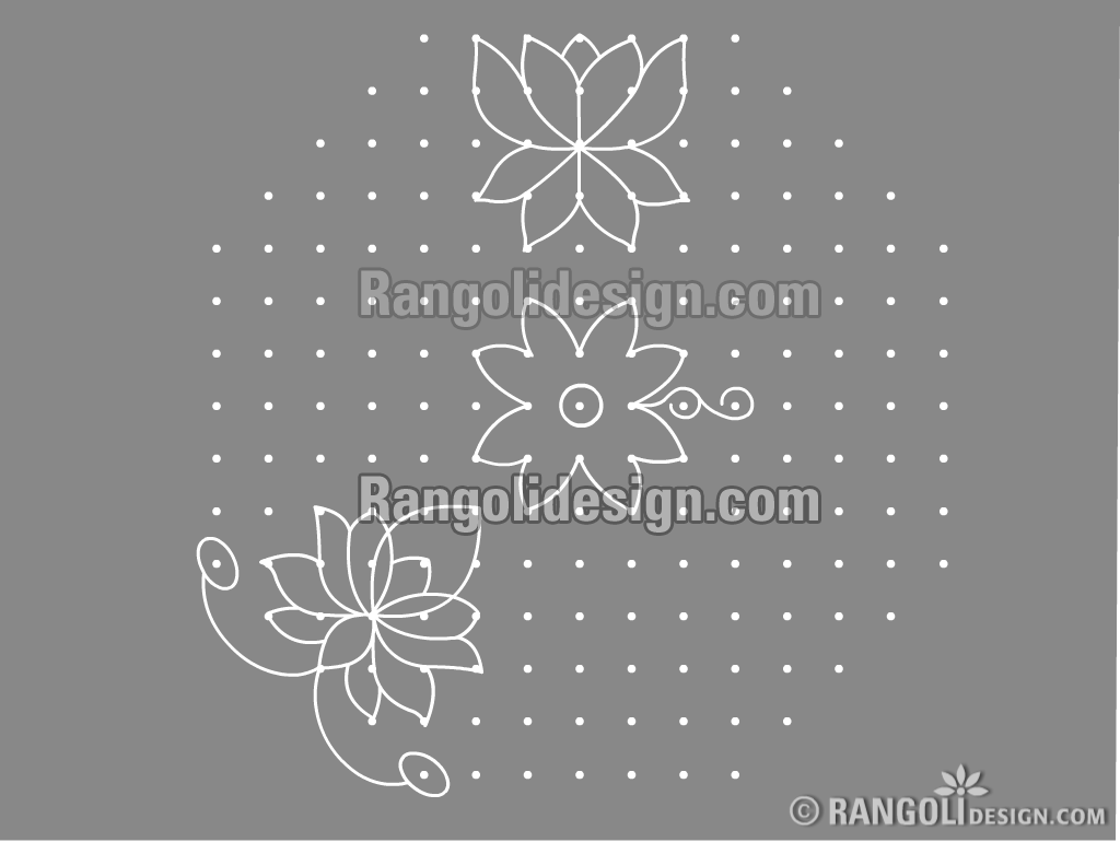2 lotus dotted rangoli design